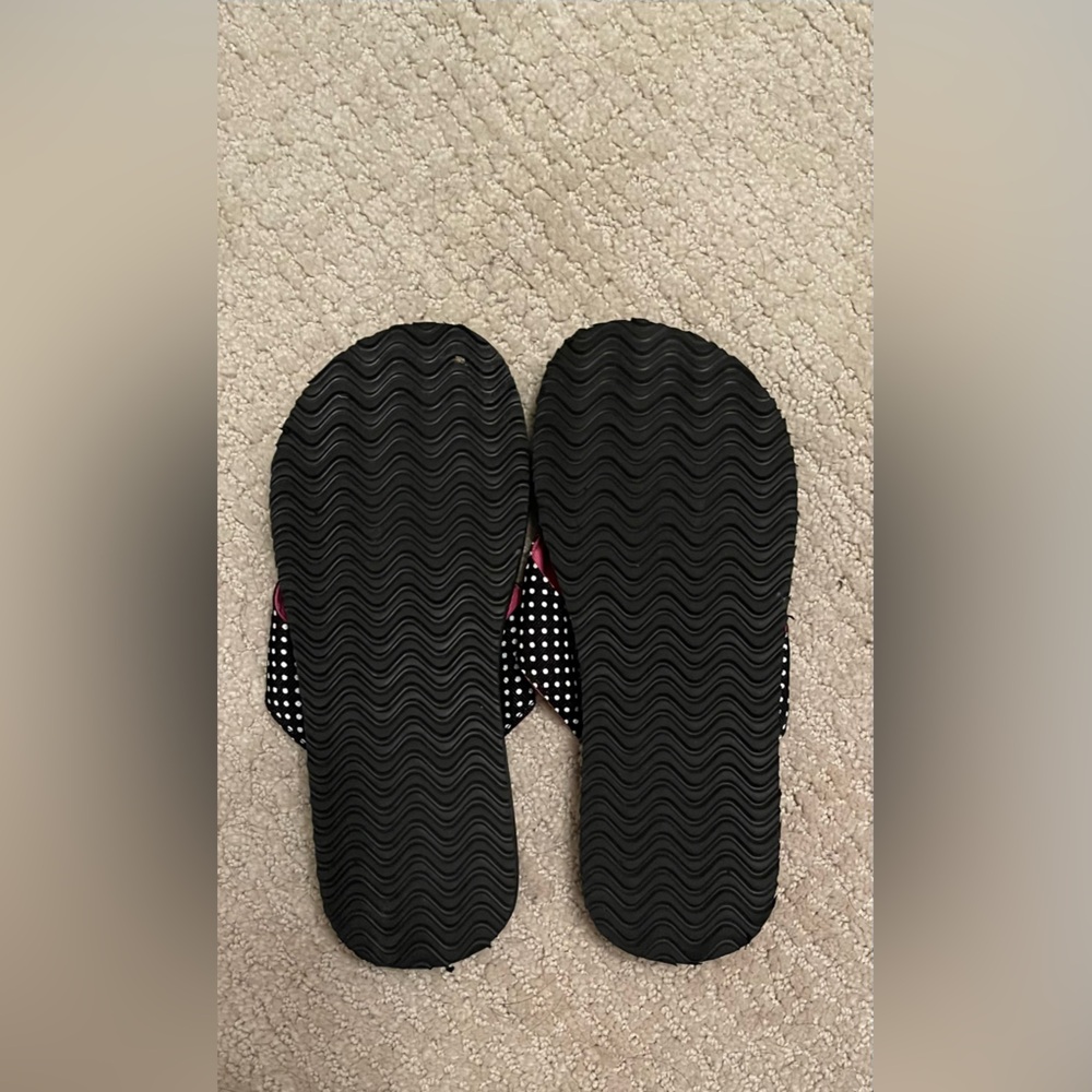 Black and Pink Polka Dot Flip Flops - Picture 2 of 2